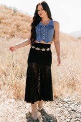 Hard Launch Love Floral Lace Maxi Skirt (Black)
