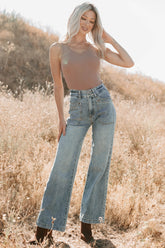 Kiera Tummy Control Wide Leg Saige Denim Jeans (Medium)