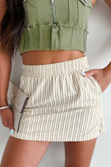 Slow Your Roll Striped Mini Skirt (Cream)