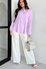 Dressed With Confidence Linen Dress Shirt (Lilac)