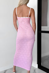Flirtatious Attitude Layered Lace Maxi Dress (Cool Pink)