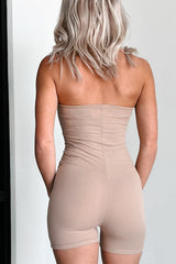 A Happier Place Ribbed Halter Romper (Latte)