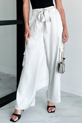 DOORBUSTER Happy Hour Hangs Satin Cargo Pants (Light Grey)