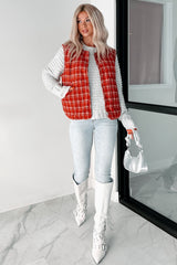Fireside Chats Quilted Plaid Vest (Red Plaid)
