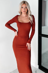 DOORBUSTER Gentle Melodies Ribbed Bodycon Maxi Dress (Red)