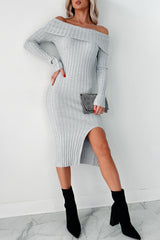 Leah Off The Shoulder Sweater Dress (Light Heather Grey)