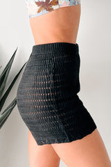 Sunny Disposition Crochet Knit Shorts (Black)