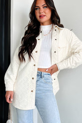 Elevated Composure Quilted Long Shacket (Cream)