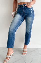 Juniper High Rise Tummy Control Special A Straight Jeans (Dark)