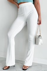 No Worries In Sight Ribbed Flare Leggings (Off White)
