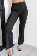 Coasting Along Ribbed Flare Leggings (Black)