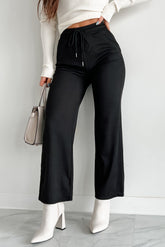 I'm Staying Put Wide Leg Drawstring Pants (Black)