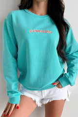 Suitably Sunkissed Embroidered Sweatshirt (Teal)