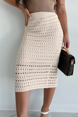 Breezy Finesse Crochet Midi Skirt (Cream)