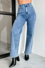 Tyelee Original Non-Distressed Wide Leg Jeans (Medium Wash)