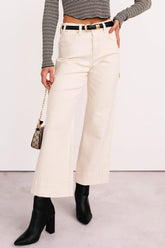 Marlo Tummy Control Wide Crop Risen Jeans (Ivory)