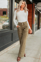 Henley Wide Leg Mica Denim Jeans (Fern Green)