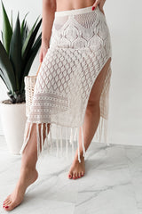 Wave Of Relief Crochet Tassel Maxi Skirt (Beige)