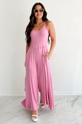 Cloud Naps Sleeveless Cross Back Jumpsuit (Pink)