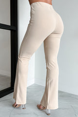 Pure Class Pintuck Hem Slit Pants (Sand)