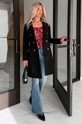 Downtown Drift Button Up Lightweight Coat (Black)