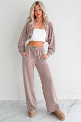 Cozy Feeling Ribbed Wide Leg Pants (Mocha)