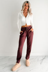 Chasing Goals Soft Front Tie Cropped Jogger Pants (Maroon)