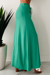 For My Darling Ruched Front Maxi Skirt (Green)