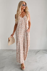 Homebody Heaven Pleated Wide Leg Jumpsuit (Cream Floral)