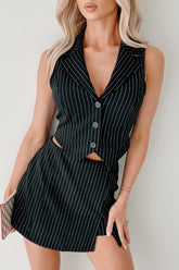 Workflow Edge Two Piece Pinstripe Skort Set (Black/White)