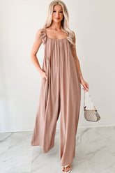 Elegance In Motion Sleeveless Flowy Jumpsuit (Mocha)