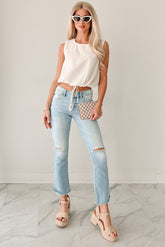 Koa Kick Flare Distressed Kancan Jeans (Light)