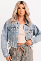 Standing Tall Signature 8 Distressed Denim Jacket (Medium Denim)