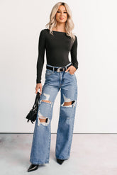 Mylo High Rise Distressed Vibrant Wide Leg Jean (Medium)