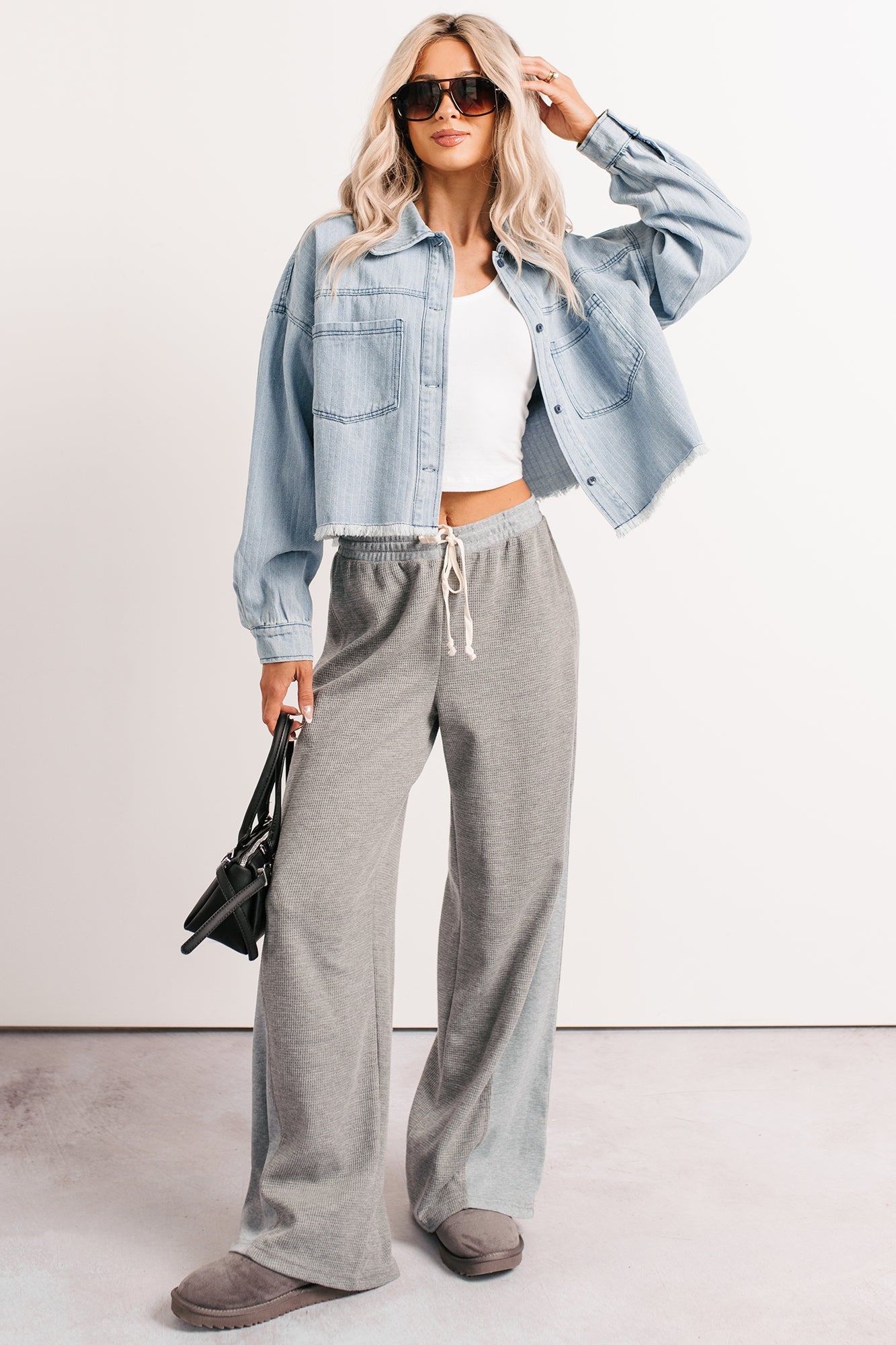 Growing Friendships Lightweight Denim Crop Jacket (Denim)