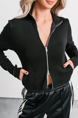 Athletic Drive Double Zipper Active Jacket (Black)