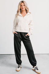 Quiet As Clouds Half-Zip Sweatshirt (Sand Beige)