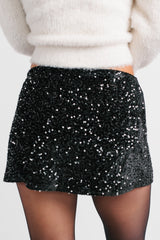 Dressed To Dazzle Sequin Mini Skirt (Black)