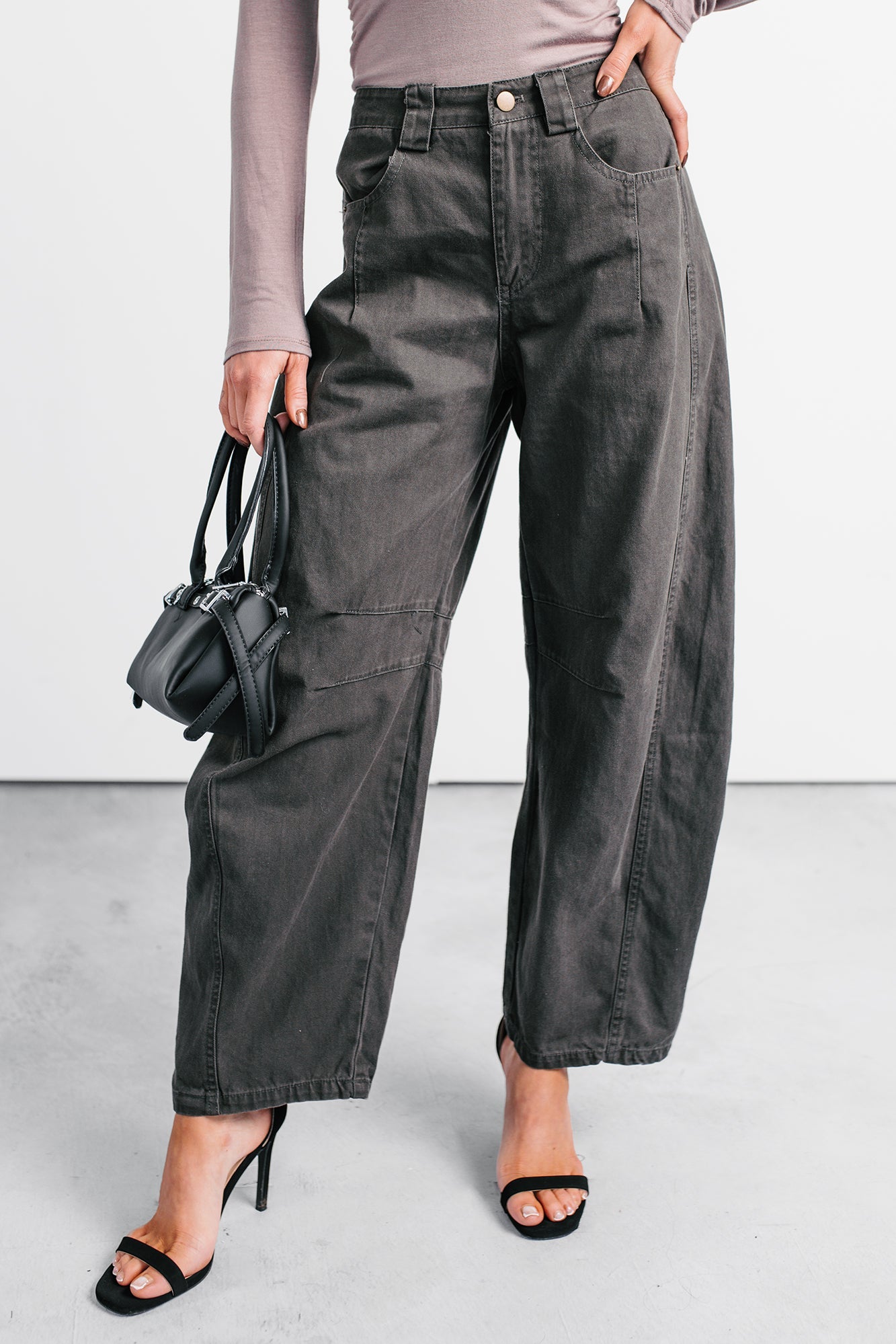 Fabian Wide Leg Denim Papermoon Jeans (Charcoal)