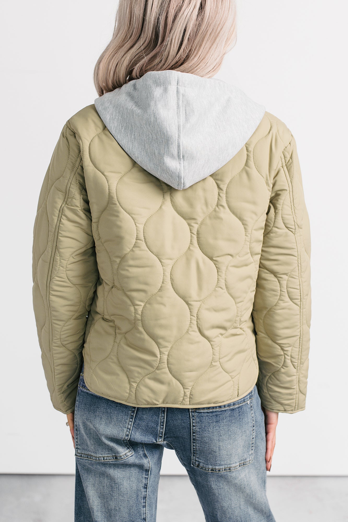 City Stitch Hooded Lightweight Quilted Jacket (Olive)
