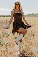 Divine Energy Sleeveless Lace Mini Dress (Mocha)