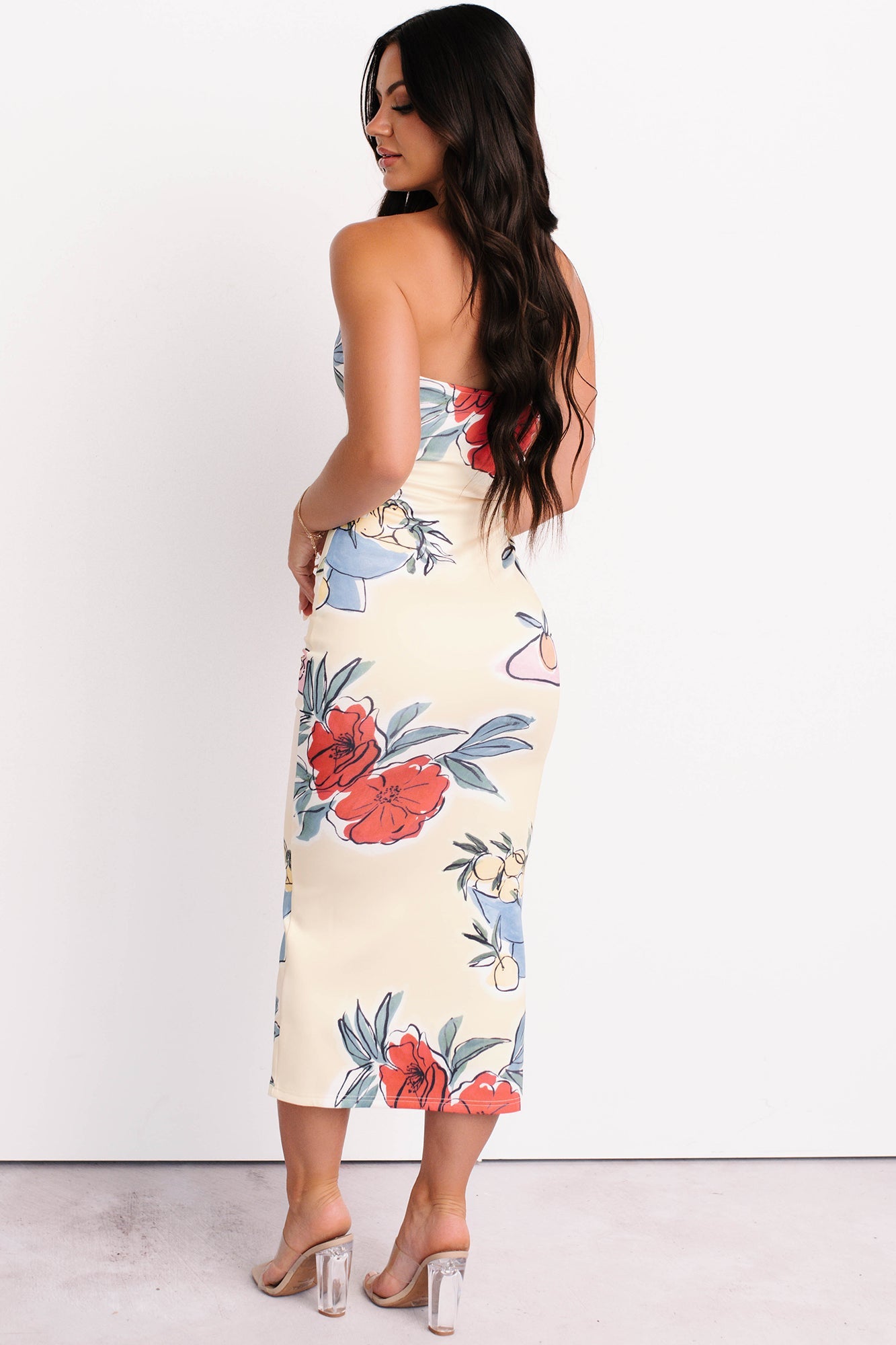 Garden Of Calm Strapless Floral Maxi Dress (Cream)
