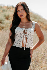 Cupid's Favorite Sleeveless Floral Top (Ivory)