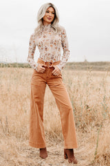 Henley Wide Leg Mica Denim Jeans (Cinnamon)
