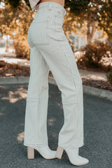 Marcus Straight Leg Striped Mica Denim Jeans (Grey Dawn)