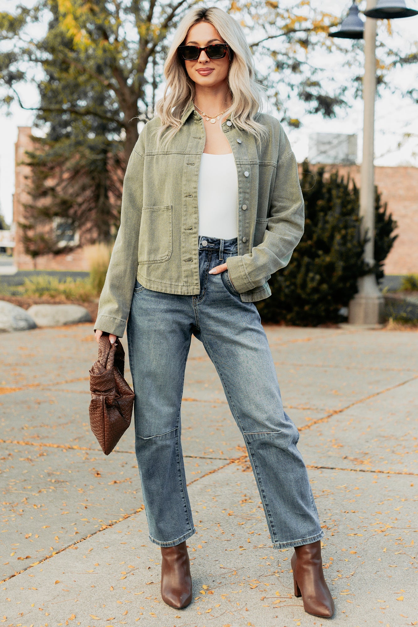 No Permission Denim Utility Jacket (Washed Olive)