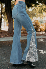 Jaden Leopard Detail Flare Cello Jeans (Medium Tint)