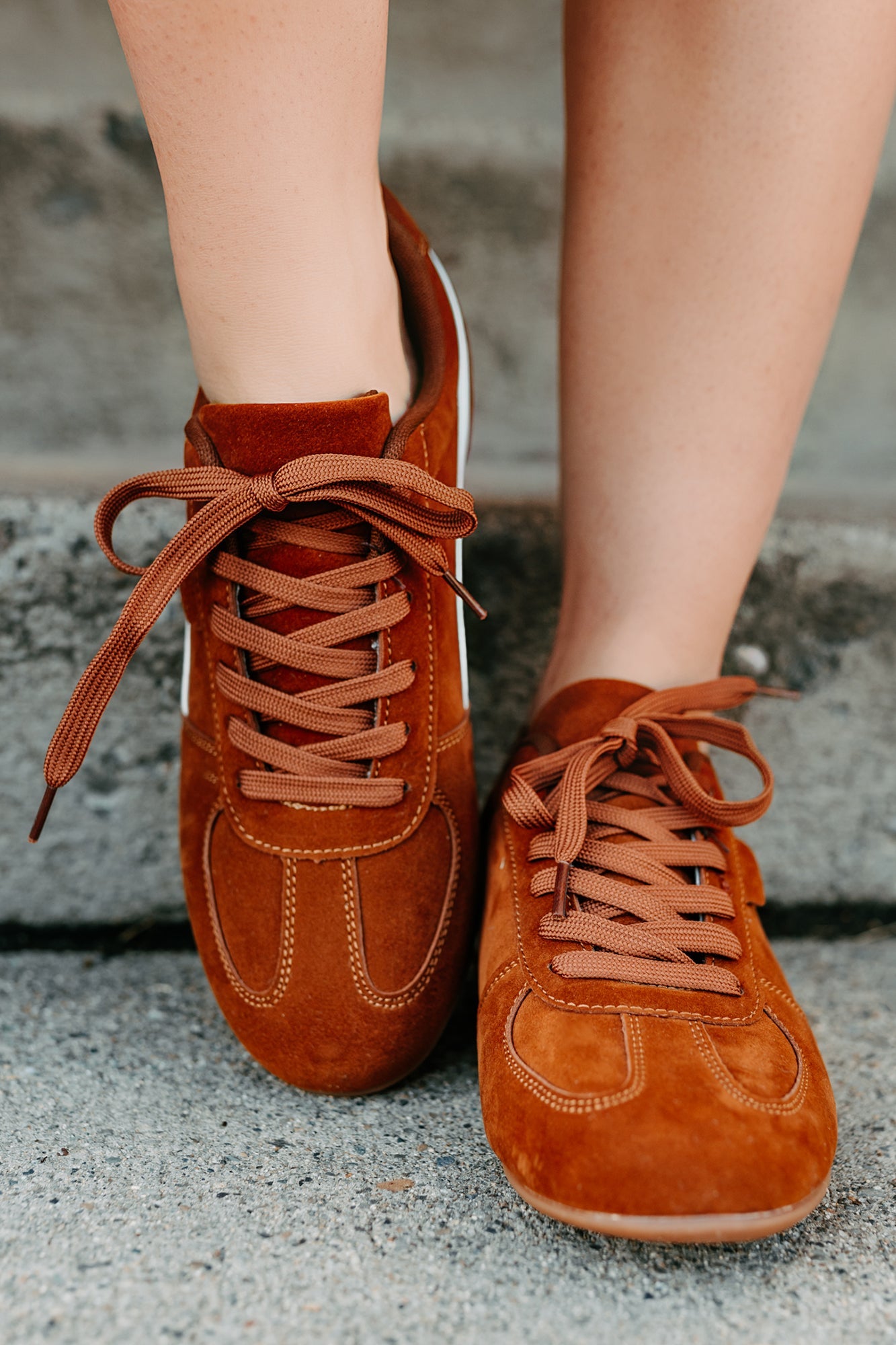 Endurance Edge Lace-Up Faux Suede Sneakers (Brown)
