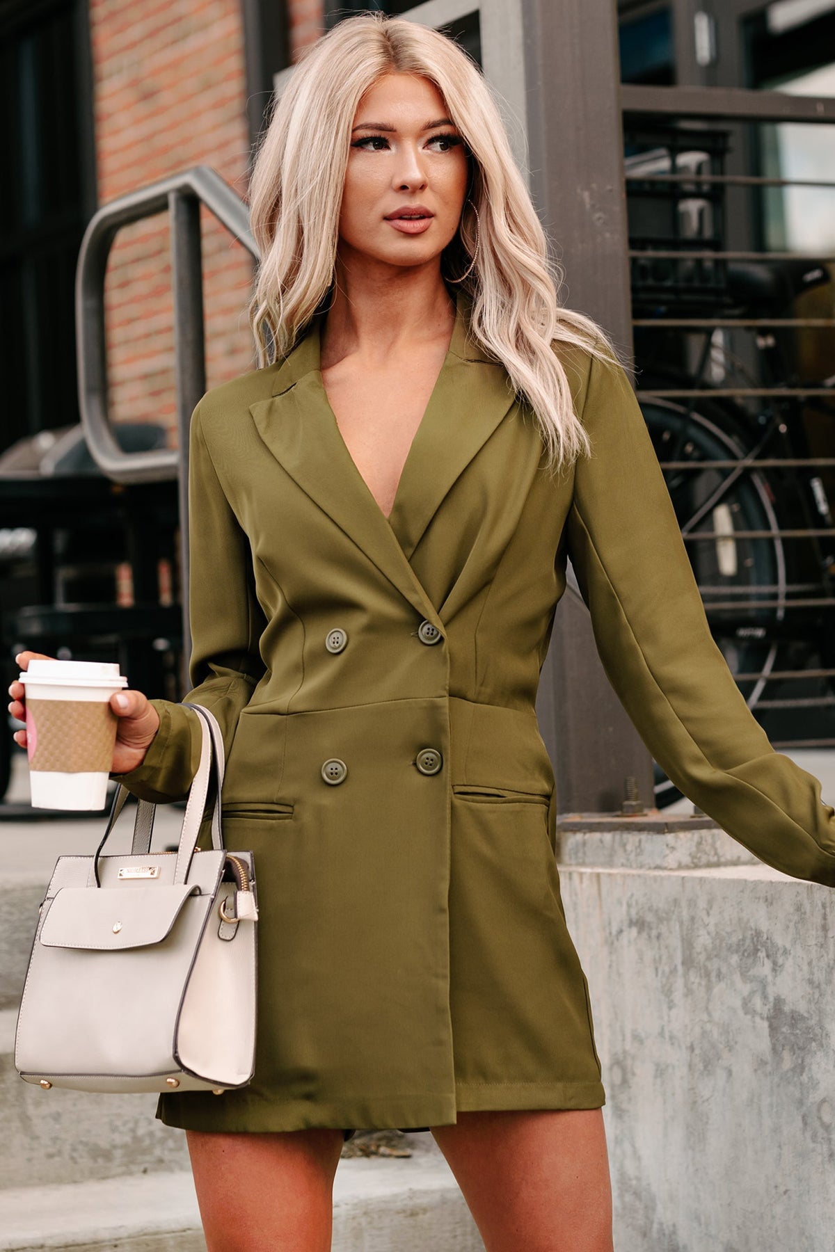 New Career Paths Blazer Romper (Olive)