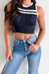 Katarina Striped Sweater Tank (Navy/Ivory)